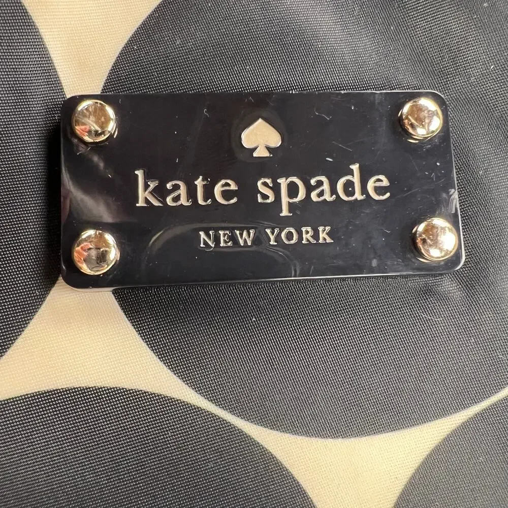 Kate Spade Deborah Dot Nylon Tote Satchel Handbag Black Cream Polka Dot